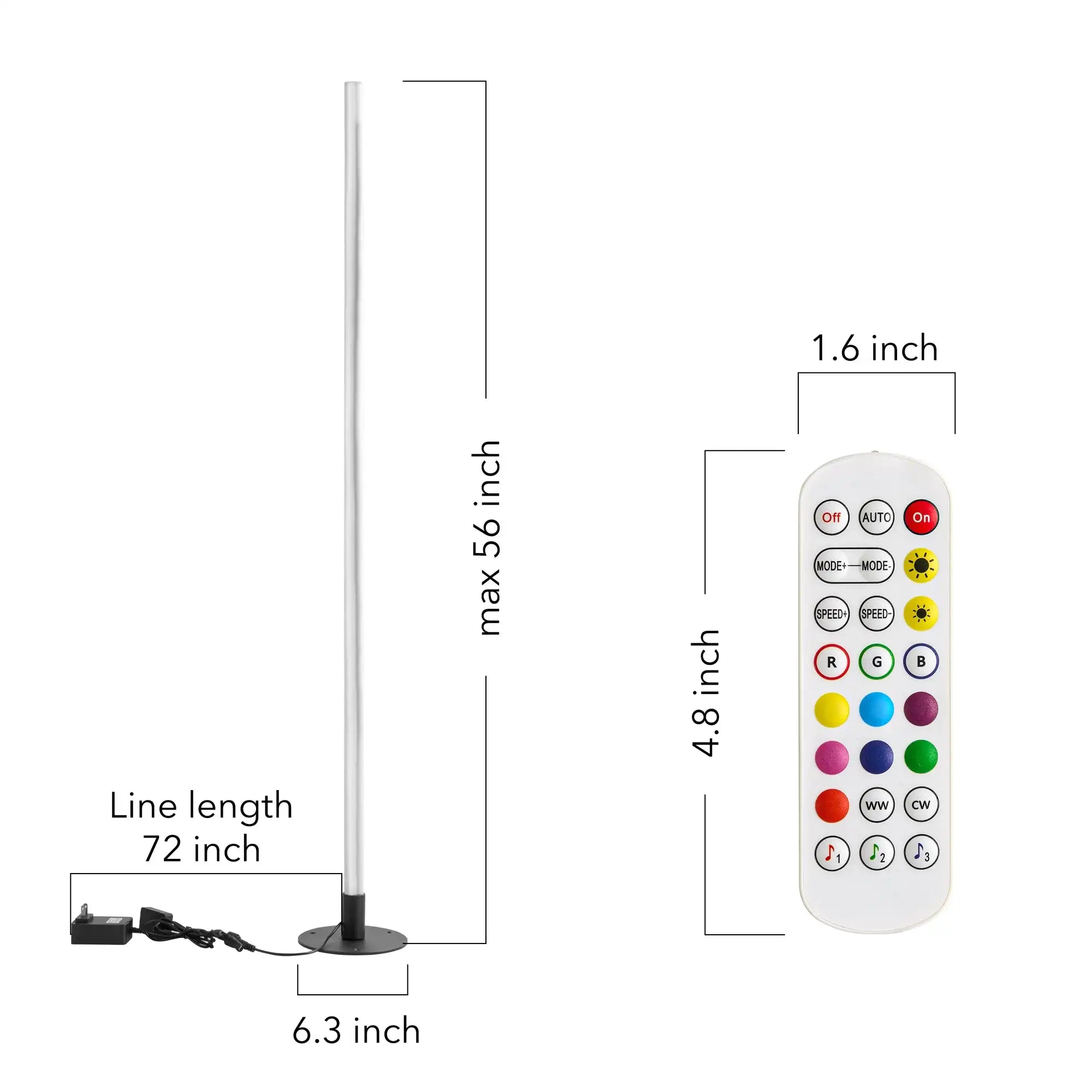 RGBW Bendable Floor Lamp with App Control - Modern LED Light for Bedroom, 16 Million Colors, Standing Lamp for Home Office