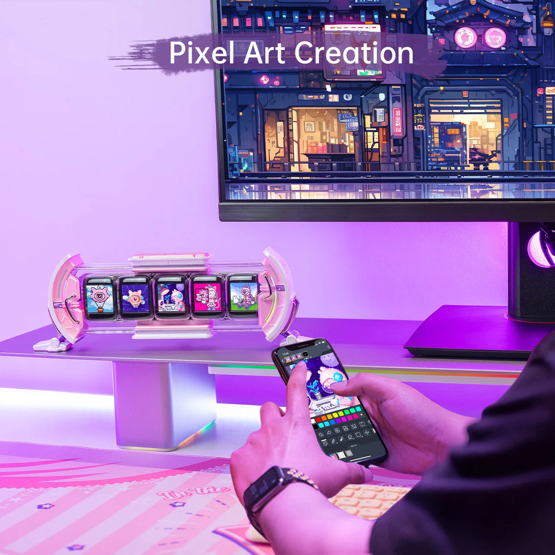 Divoom Times Gate give Gaming Digital Clock Diy Screen Control Support Weather Forecast Stock Market/Exchange Rate Desktop Decor