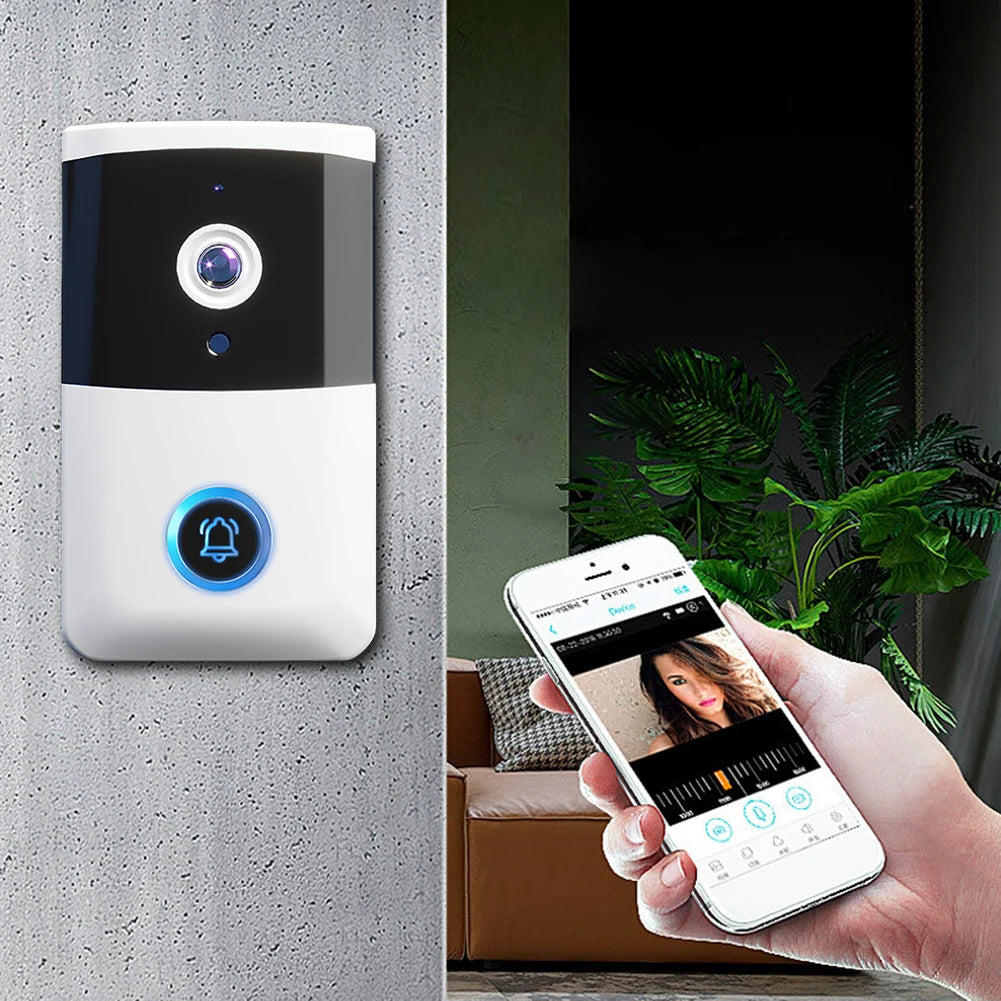 WiFi Wireless Video Doorbell IR Night Vision Doorbell Camera Two-way Audio Smart Door Bell for Home Security Alarm System