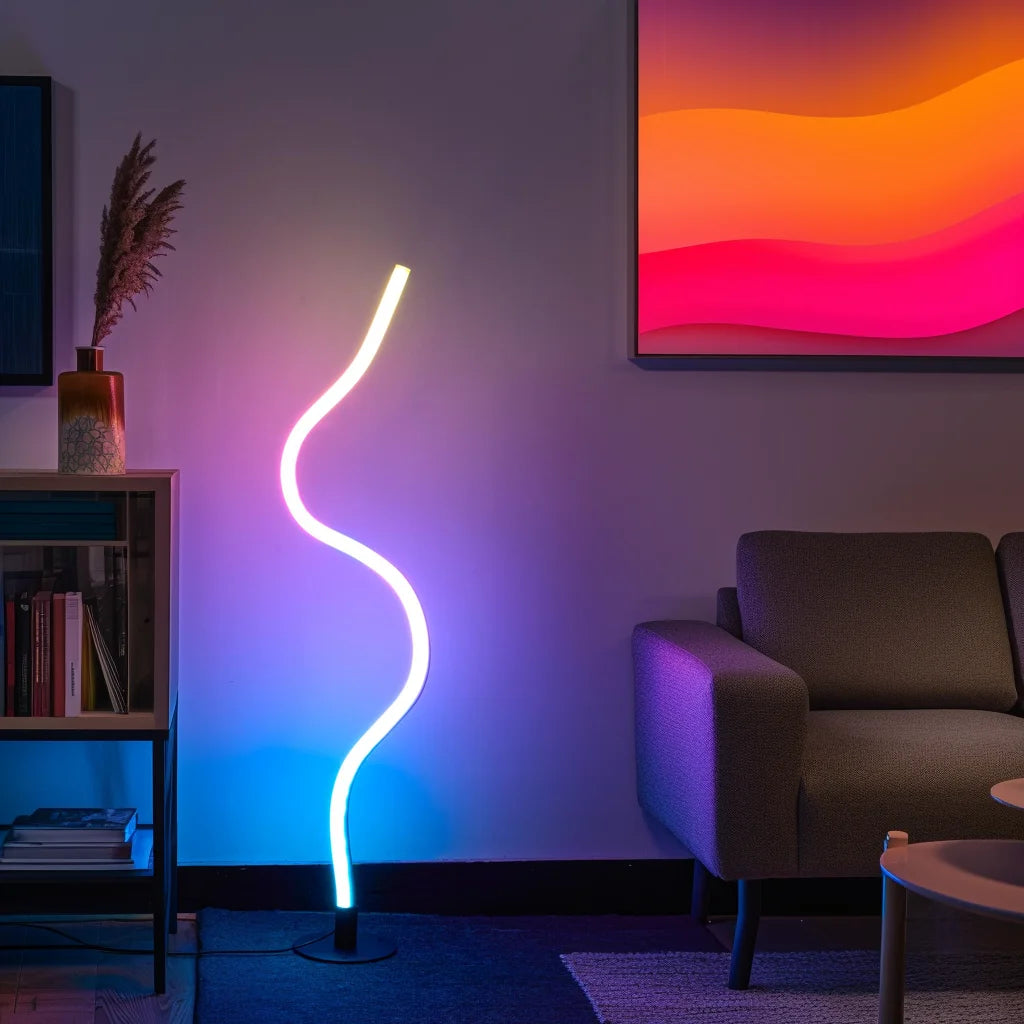 RGBW Bendable Floor Lamp with App Control - Modern LED Light for Bedroom, 16 Million Colors, Standing Lamp for Home Office