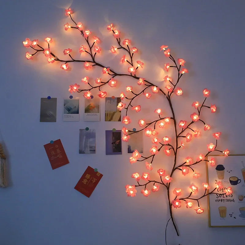 1.8M Cherry LED Tree Branch Light for Wall Cherry Blossom Willow Vine Twig Decor Garland USB 96 LED Light Christmas Decoration