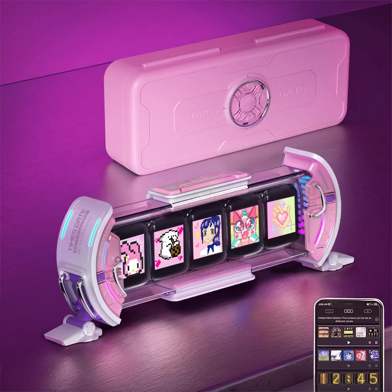 Divoom Times Gate give Gaming Digital Clock Diy Screen Control Support Weather Forecast Stock Market/Exchange Rate Desktop Decor