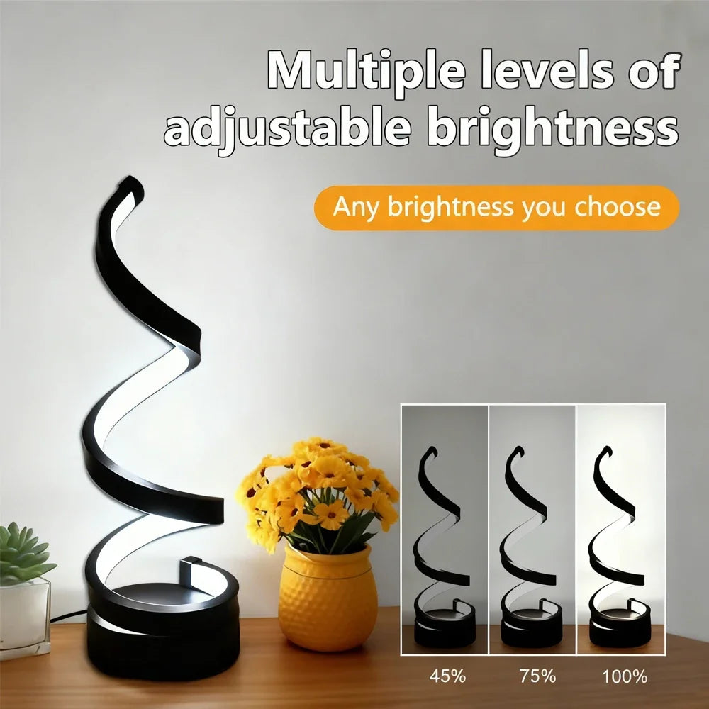Modern Spiral Table LED Night Light Dimmable Table Lamp Living Room Bedside Lamp RGBW Study Office Bedroom Decoration